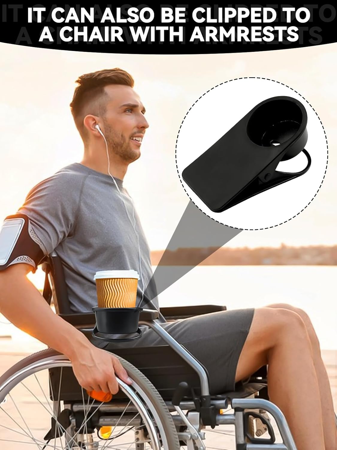 3PCS Drinking Cup Holder Clip, Kalolary Chair Desk Bottle Cup Stand DIY Glass Clamp Storage Saucer Clip for Potted Plant Beverage Soda Coffee Mug Holder Clip for Home & Office (Black)