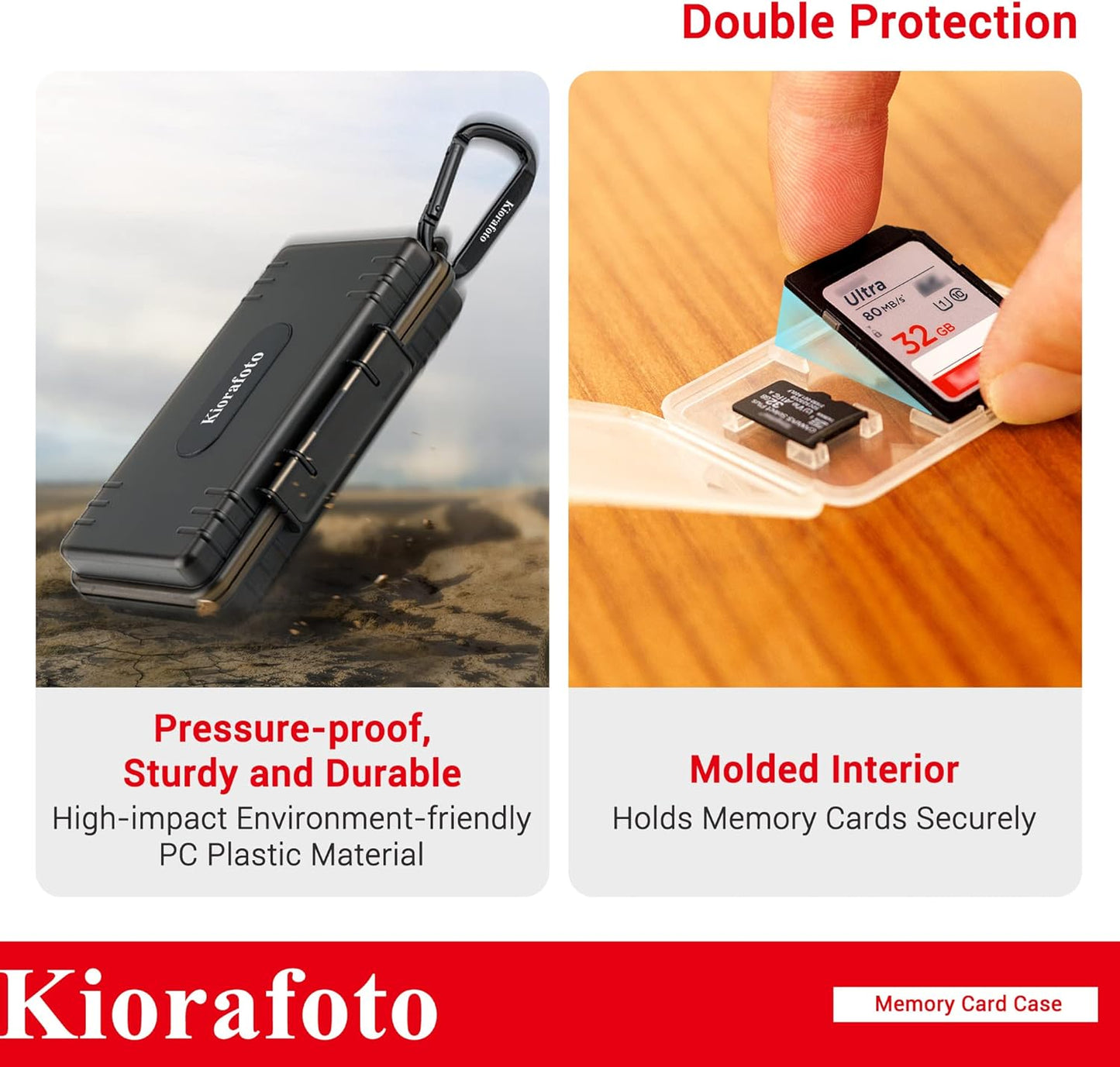 Kiorafoto Memory Card Case with 24 Pack Clear Plastic Memory Card Holders for 24 SD SDXC SDHC & 24 TF Cards,Water-Resistant Anti-Shock SD MicroSD Card Carrying Organizer Storage Protector with Labels