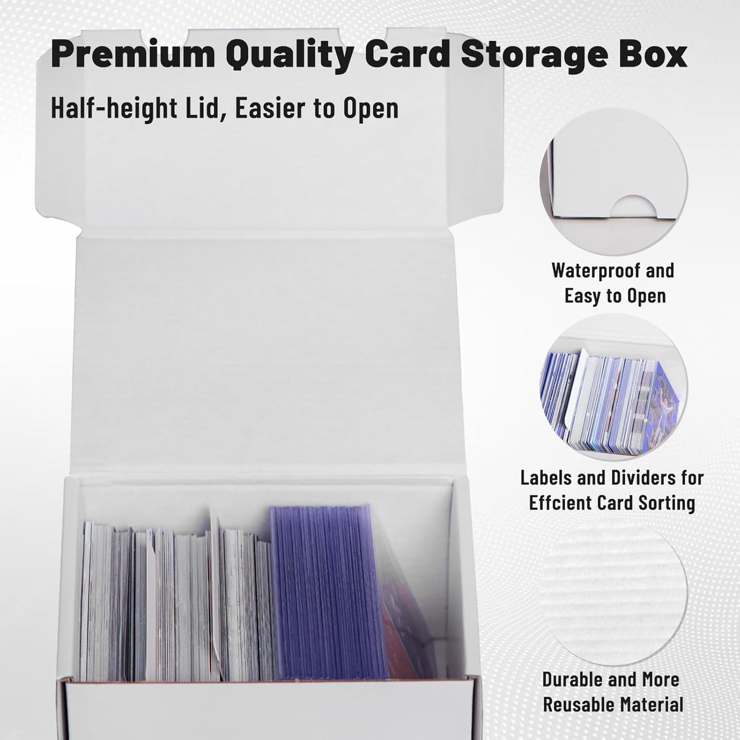 NUMINA Small Trading Card Storage Box 6 Pack, 160 Toploader Card Corrugated Organizer with Dividers & Labels for TCG/MTG Decks and Collector Card Collections