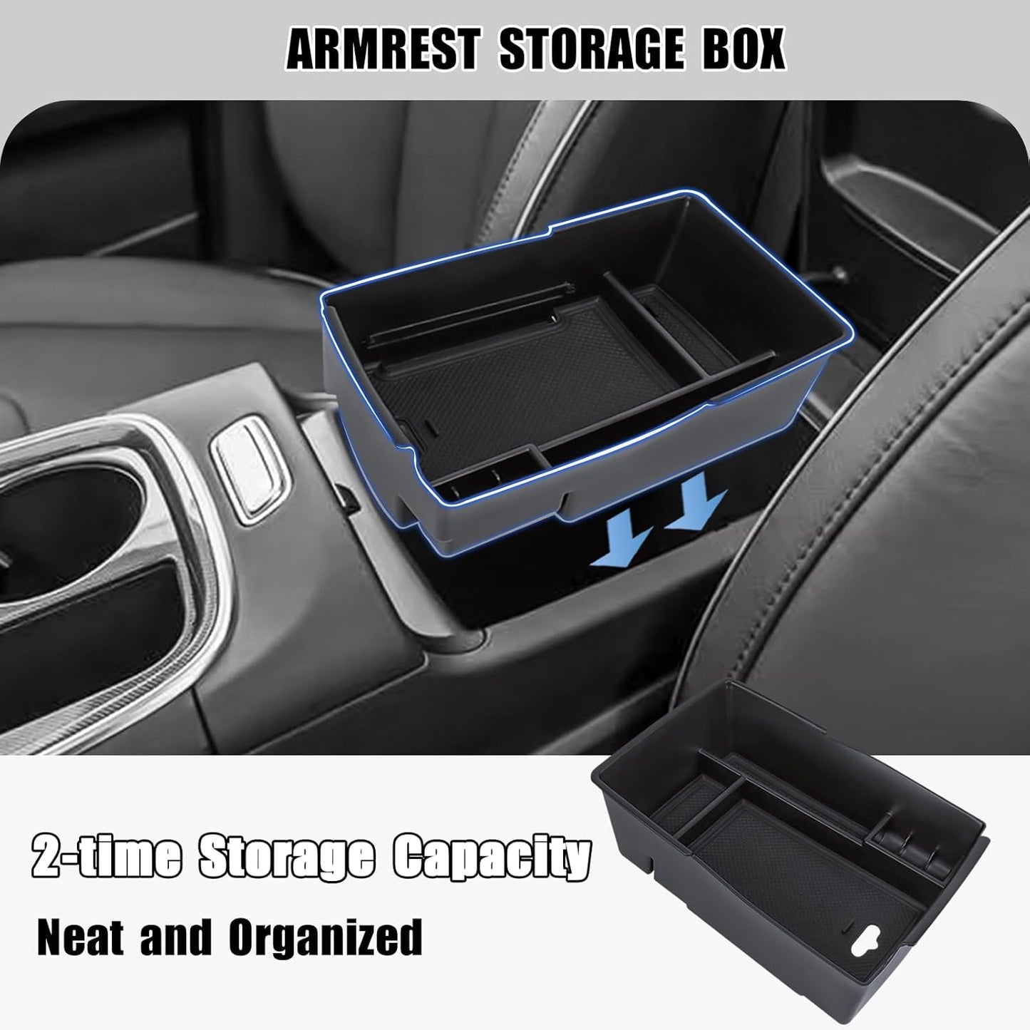Center Console Organizer Compatible with Hyundai Santa Fe 2021 2022 2023 & Santa Fe SEL 2022 2023 Armrest Storage Box Lower Center Console Tray Interior Accessories
