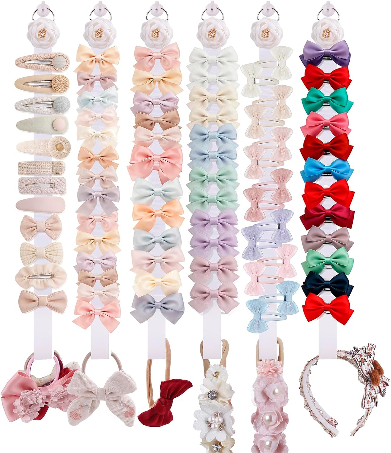 6PCS Bow Holder Hair Bow Organizer,Baby Decorative Hair Accessories Organizer,Flower Hair Clips Storage Bow Holder for Girls Hair Bows,Room Nursery Wall Hanging Decors (hua-6-B) (hua-6-B) (hua-6-B)