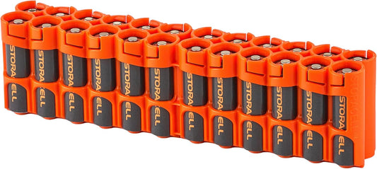 AA Battery Storage Caddy by Storacell, Orange - Holds 24 Batteries (Not Included)