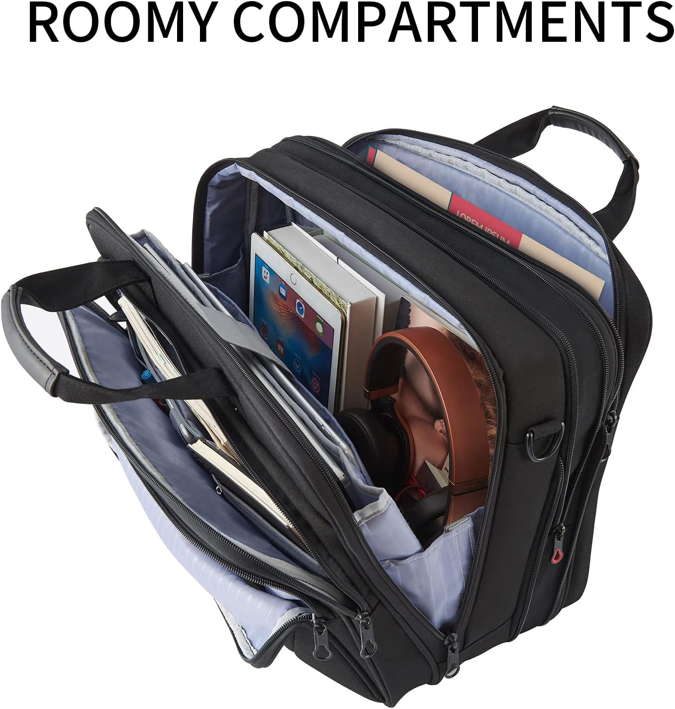 KROSER Laptop Bag 17.3 Inch Premium Laptop Briefcase, Expandable Water Repellent Laptop Shoulder Messenger Bag Durable Computer Case for Business/Travel/Men/Women (Black/Red)