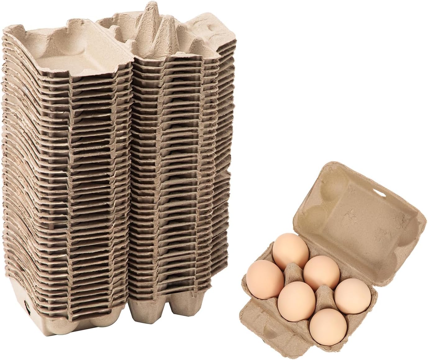 40 Pack Egg Cartons Bulk, 2x3 Style Reusable Empty Natural Paper Pulp Egg Cartons, Sturdy Design Egg Holder Containers for Fresh Chicken Eggs