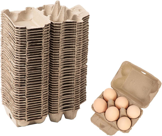 40 Pack Egg Cartons Bulk, 2x3 Style Reusable Empty Natural Paper Pulp Egg Cartons, Sturdy Design Egg Holder Containers for Fresh Chicken Eggs