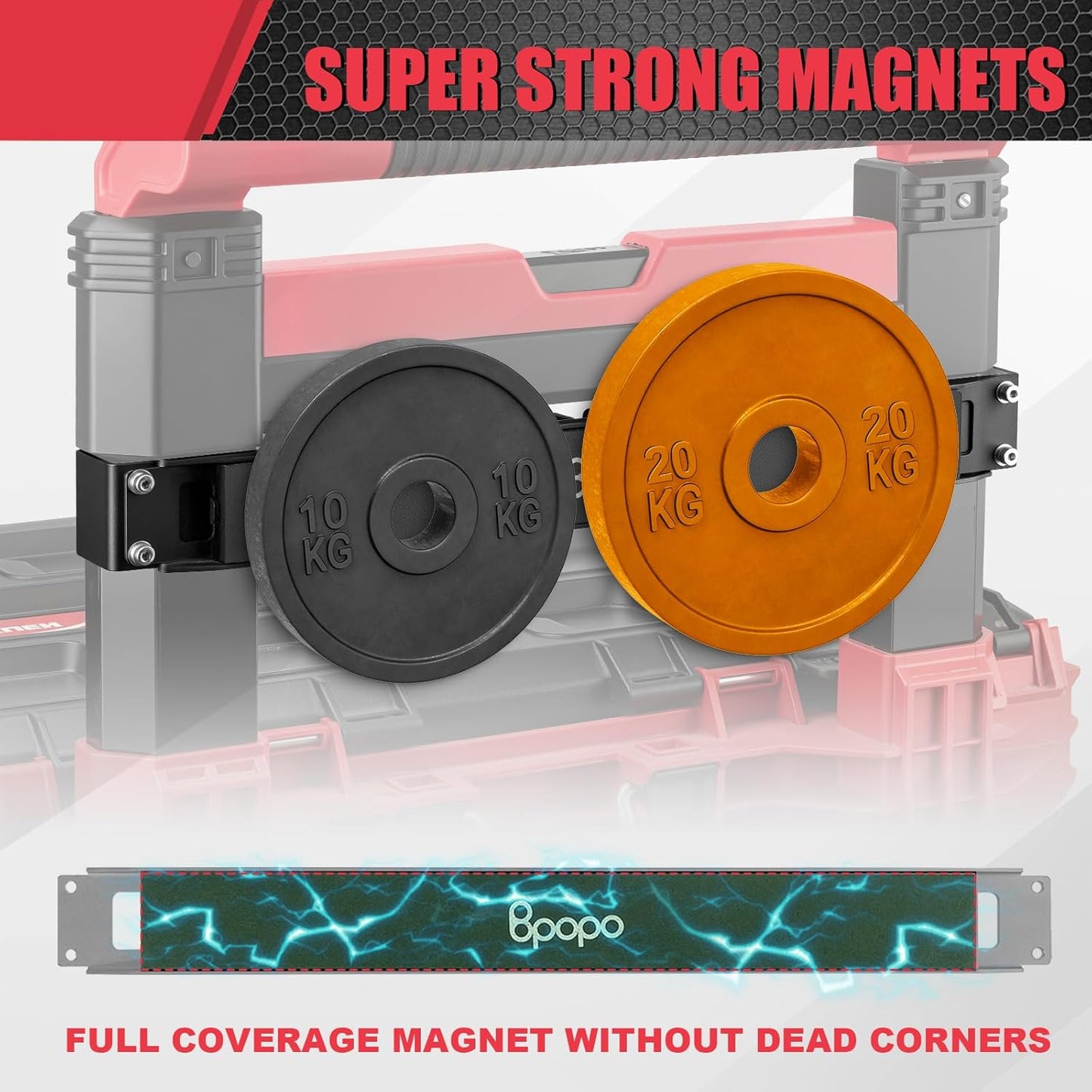 Magnetic Bar Mount Fit for Milwaukee 48-22-8426 Packout Rolling Toolbox, Powerful Magnet Tool Holder Strip -Mounted Back on Packout Toolbox