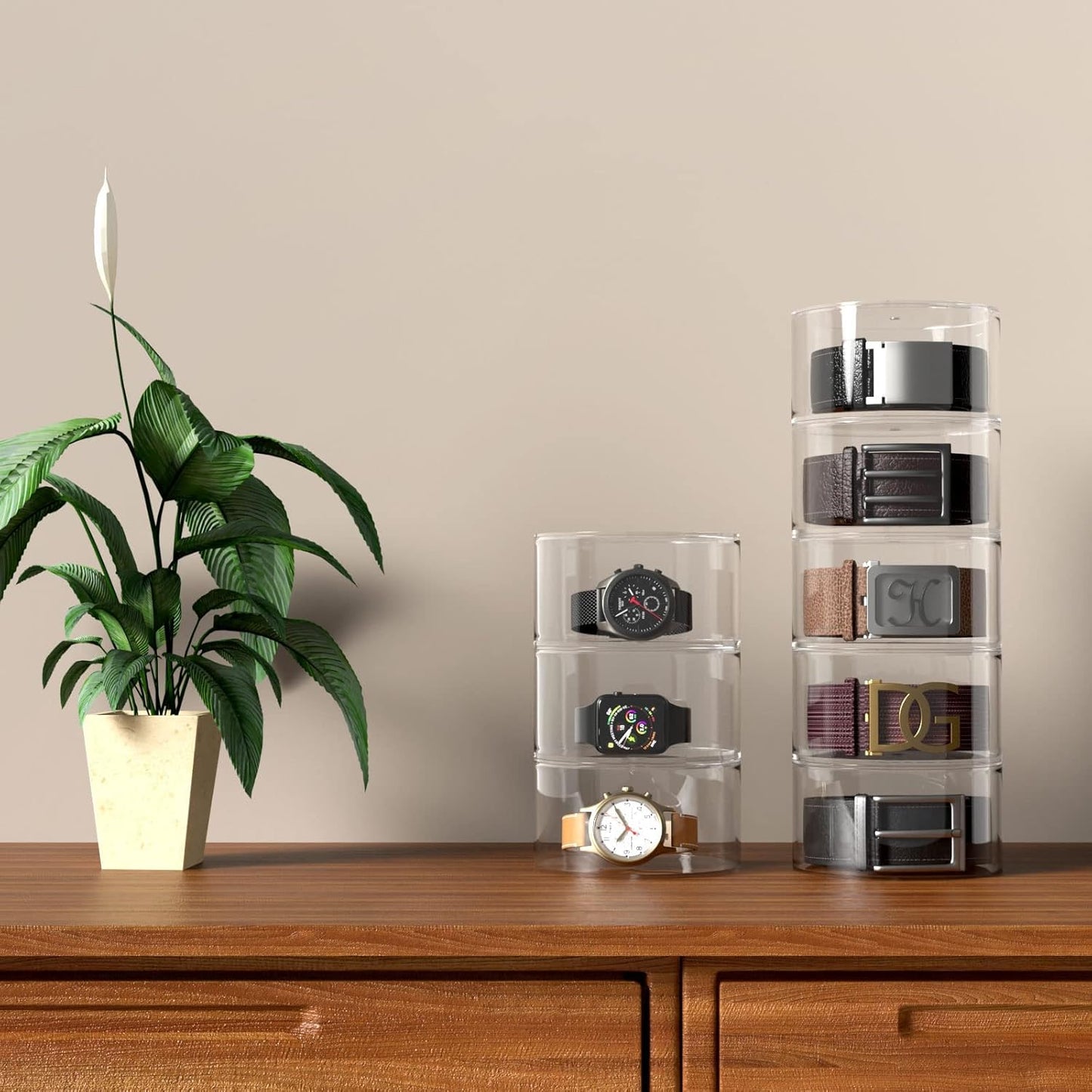NIUBEE Belt Organizer, Acrylic 3 Layers Belt Case Storage Holder and Display for Accessories Like Jewelry,Watch,Bracelets