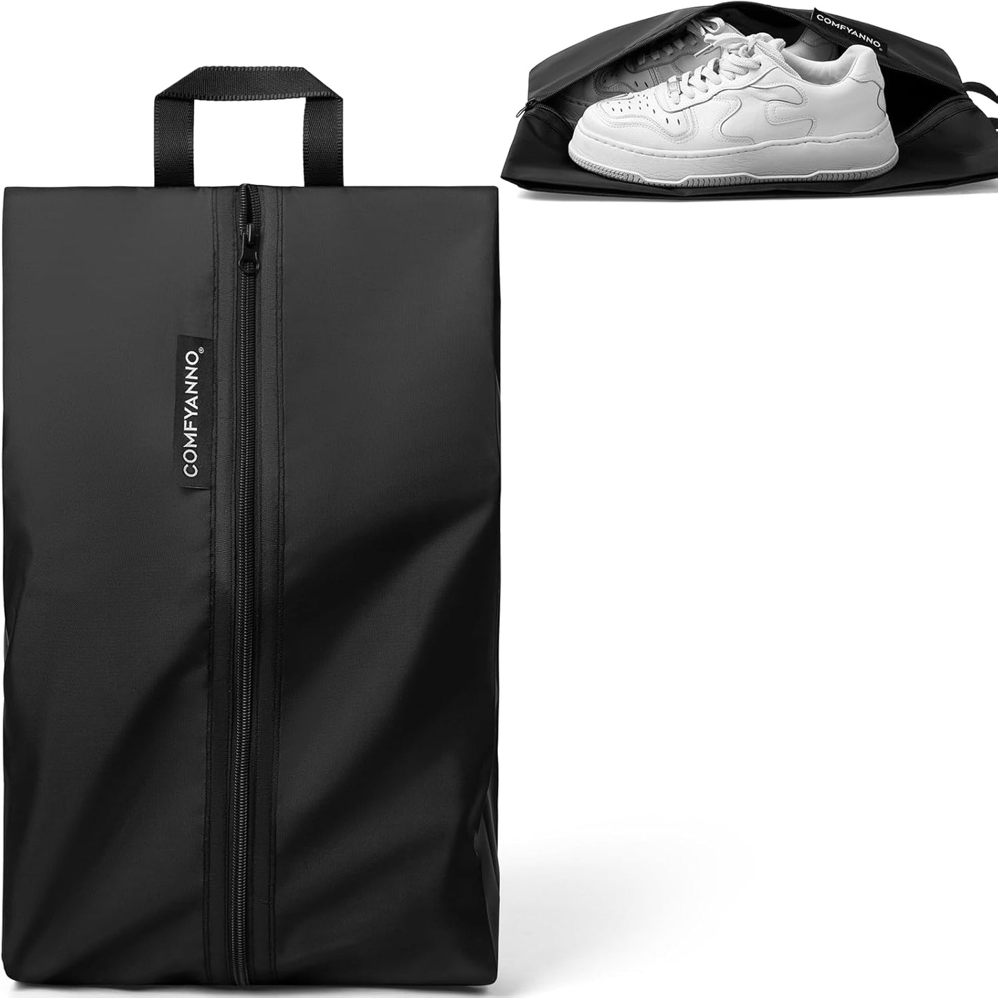 Comfyanno Travel Shoe Bag, Shoe Storage Bag for Packing in Suitcase, Resist Odor & Dust, Portable Sneaker Bag with Zipper, Travel Essentials, 15.7x8.7 in - Black