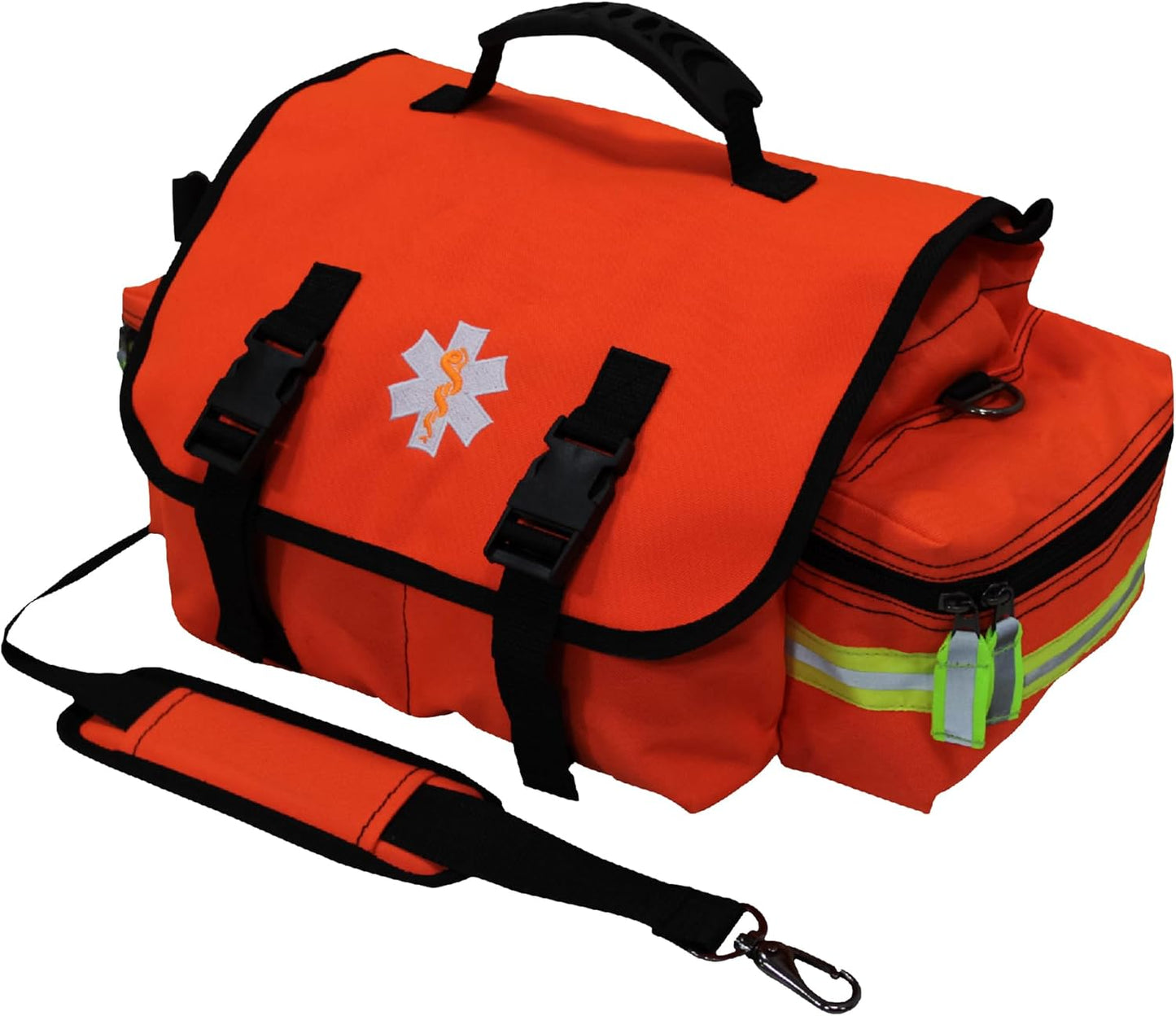 Kemp USA EMT First Responder Trauma Bag, Orange, First Aid & Survival Gear with High-Visibility Reflectors, Rapid Medical Response & Emergency Tools Organizer