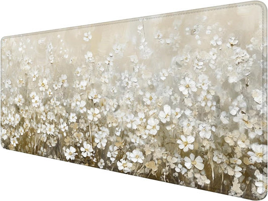 Vintage Watercolor Floral Large Mouse Pad 31.5x15.7inch, Retro Cottagecore Flower Large Extended Computer Desk Mat Mousepad for Keyboard and Mouse, Floral Desk Accessories