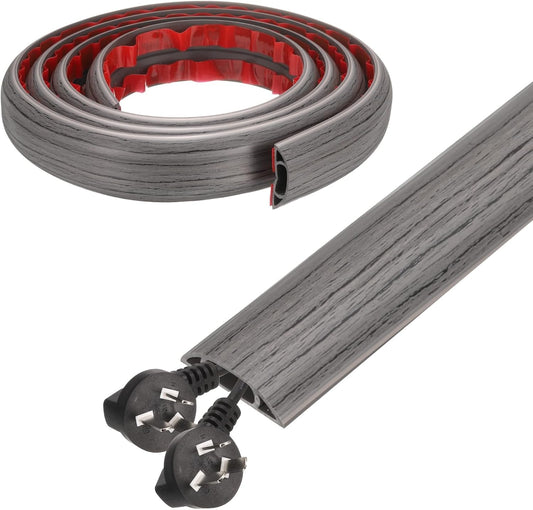 HARFINGTON 6ft Cord Cover Floor W0.6 x H0.33 Inner Channel PVC Hide Extension Cable Floor Wire Hider Wire Covers Protector for Prevent Cable Trips Cables Management, Dark Grey