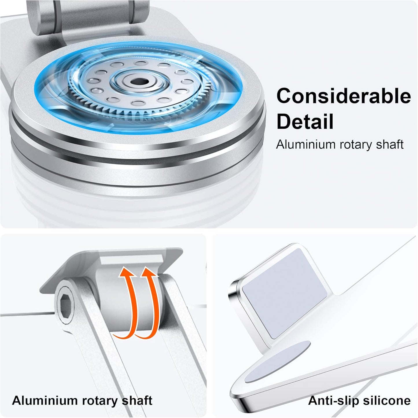 CreaDream Acrylic Tablet Stand Holder with 360 Rotating Base, Foldable Adjustable Transparent Tablet Holder for Desk Home Office, Compatible with iPad Pro Air Mini and More, Clear