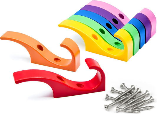 Heavy Duty Hooks for Hanging Coats, Jackets, Backpacks, Baseball Hats - Wall Mounted Rainbow Color Hangers for Kids, Perfect Hook for Classrooms, Bathroom Robes and Towels | Mini Hook 7-Pack