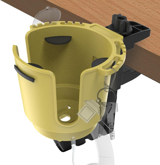 2-in-1 Upgraded Desk Cup Holder, Anti-Spill Table Cup Holder for Water Bottles, Wheelchairs, Workstations, Gaming Desk Accessories. (Yellow, Large)
