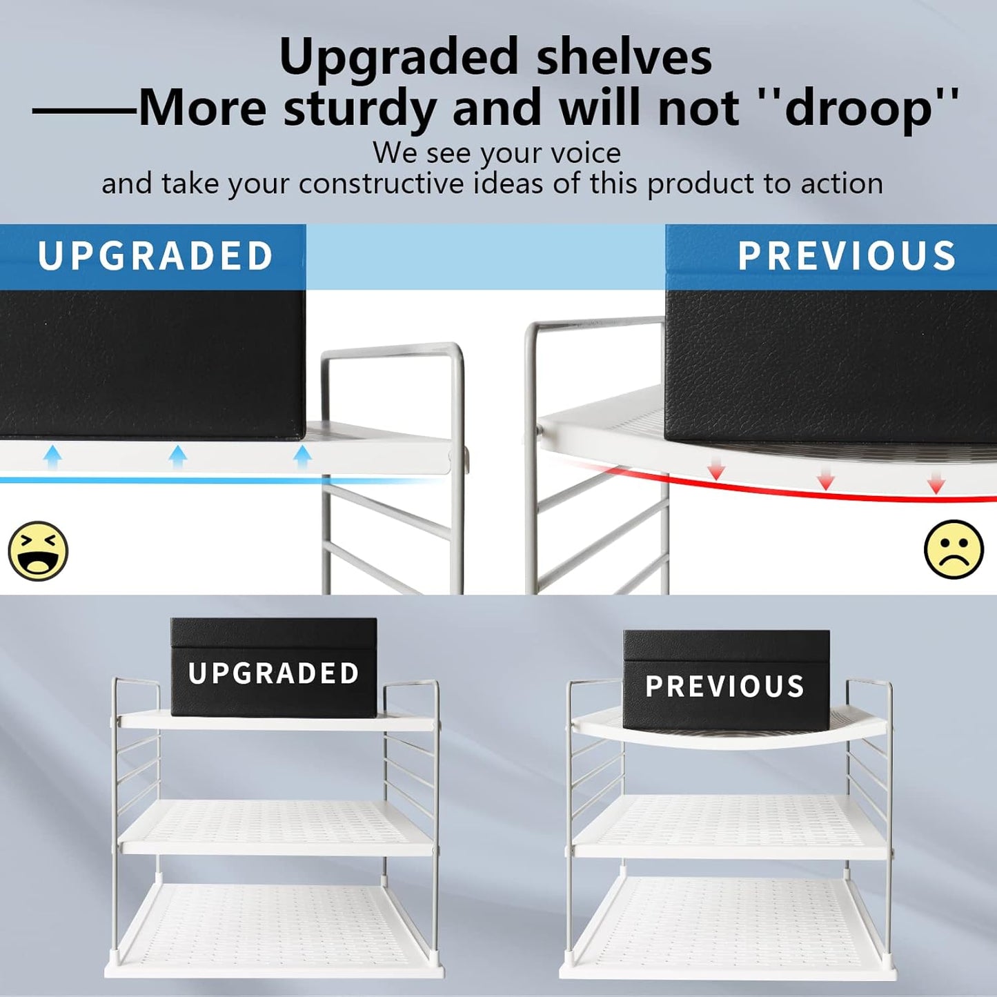 Upgraded Cabinet Organizers and Storage -Divided Compartment Holder for Plastic Bag, Wrap, Foil, Snack and Box for Kitchen Organization and Storage-Under Sink Organizers and Storage Suitable