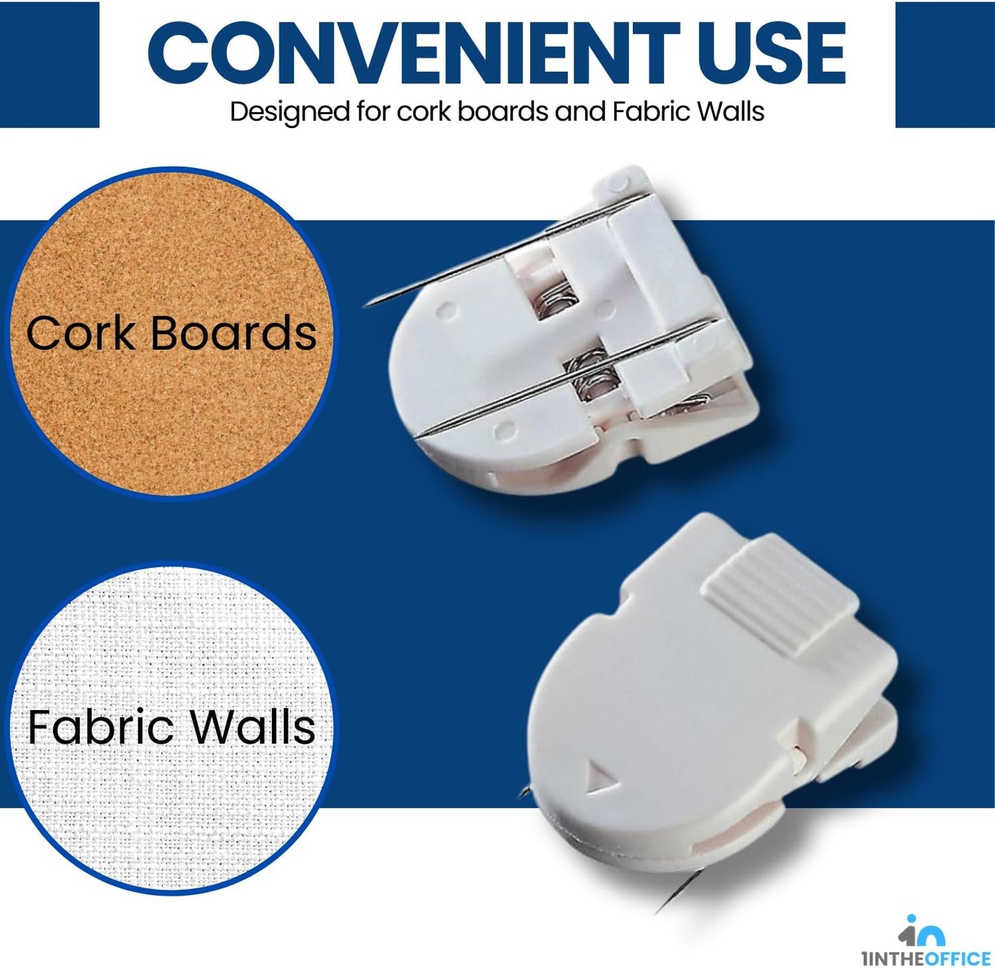 1InTheOffice Cubicle Clips, White Cubicle Pins, Office Clips, Wall Clip for Fabric Panels, (12 Pack)