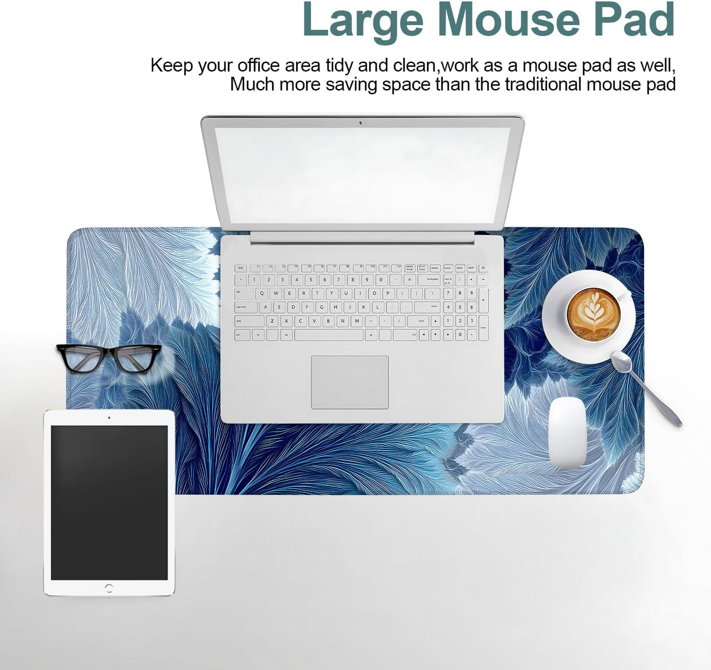 Leaves Gaming Mouse Pad 31.5"x11.8"Desk Mat Anti-Slip Rubber Base & Durable Stitched Edges for Gamers Smooth Mouse Writing Surface for Desk Office/Home