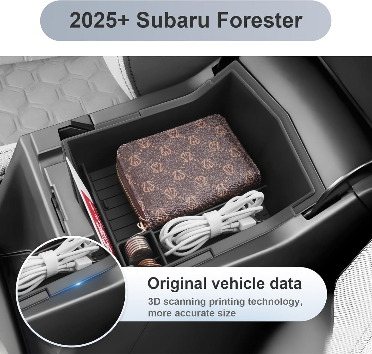 SKTU 2-Pack for 2025 2026 Subaru Forester Center Console Organizer for 2025 2026 Subaru Forester (Base/Premium/Sport/Limited/Touring) Console Tray Subaru Forester 2025 2026 Accessories Double Layers