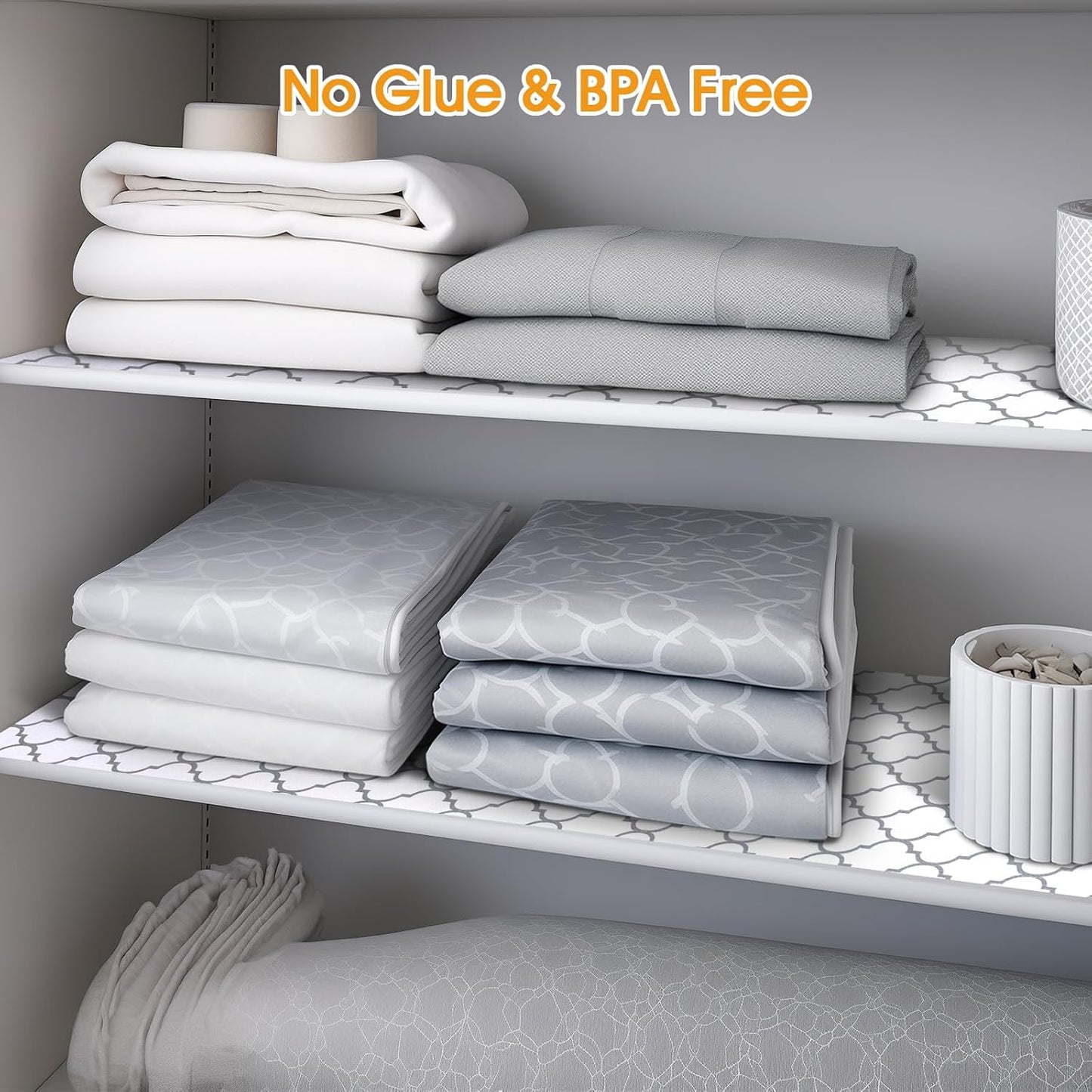Shelf and Drawer Liner for Kitchen Cabinets Non-Adhesive, Strong Grip Non-Slip Thickened Cabinet Liners for Shelves, Waterproof Mats for Dresser Cupboard, White/Gray, 23 in x 20 Feet