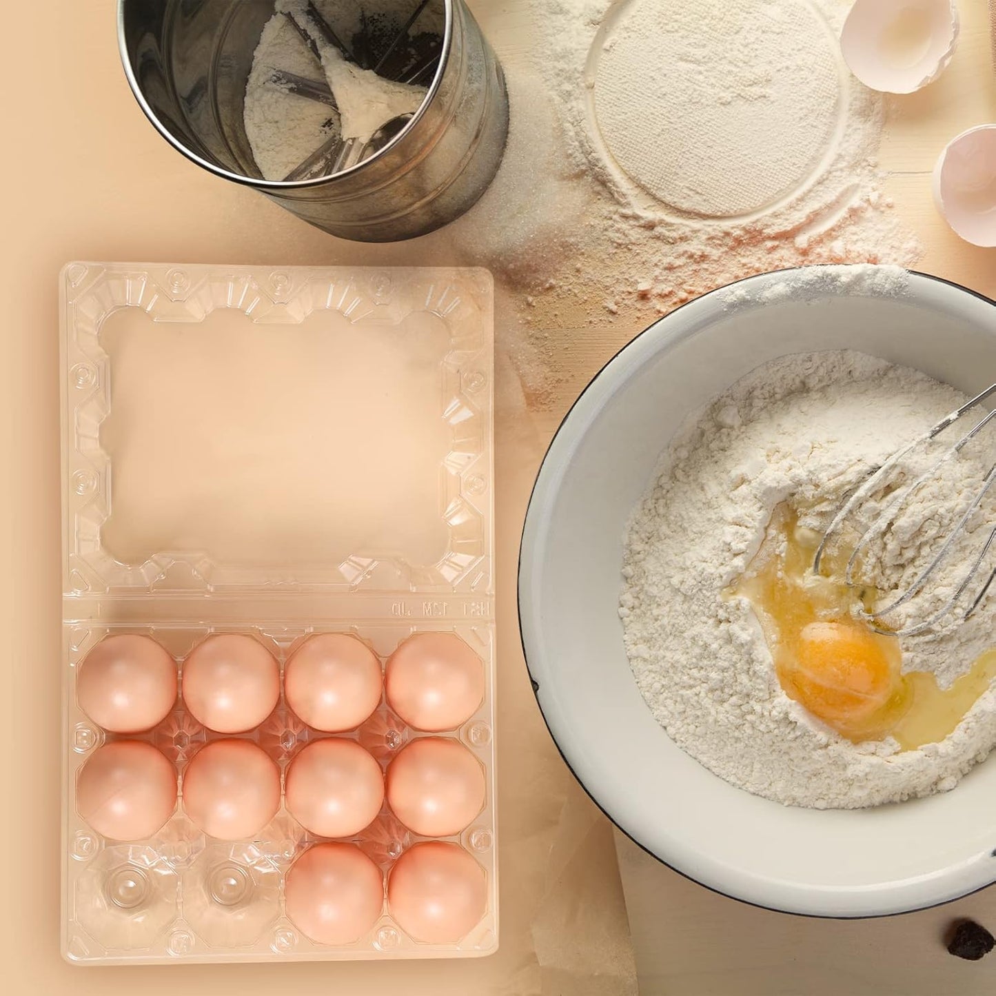 Zubebe 200 Pieces Clear Plastic Egg Carton - Bulk Empty Chicken Tray Holds Securely for Farm Business Market Home Refrigerator Storage (3 x 4 Grids)