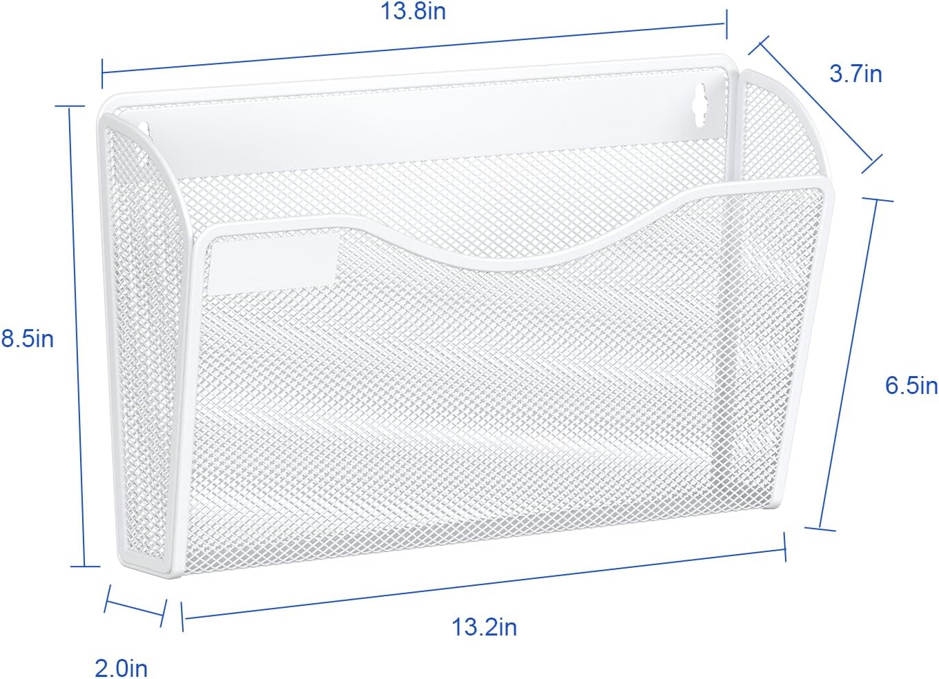 Samstar 6 Pack Mesh Wall Mounted File Holder Metal Wall File Pocket Mail Organizer for Office/Home(with Label Panel), White