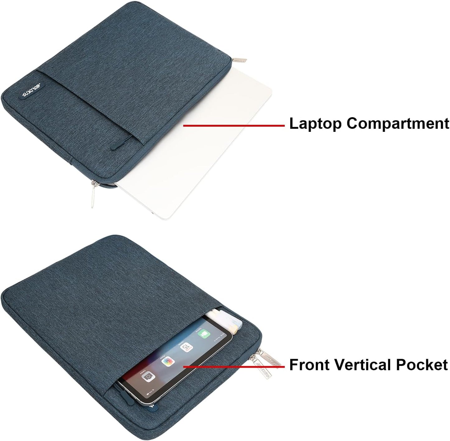 MOSISO Laptop Case 13.3 inch, 13-13.3 inch Laptop Sleeve Compatible with MacBook Air/Pro 13/Pro 14 M5 M4 M3 M2 M1, HP Dell ASUS Lenovo,Polyester Vertical Computer Sleeve Bag with Pocket, Haze Blue