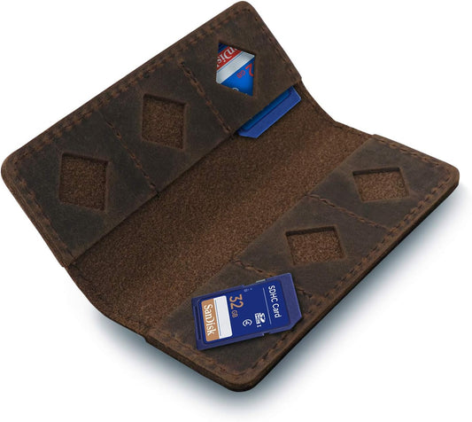 MegaGear Leather SD Card Holder with 12 Card Slots