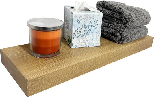 joelsantiques - 18 Inch Wooden Floating Shelves for Wall - 18x8x2 in - Made of Natural Wood - Short Heavy Duty Rustic Wall Shelves for Bedroom - Perfect for Living Room, Kitchen - Natural/Beige