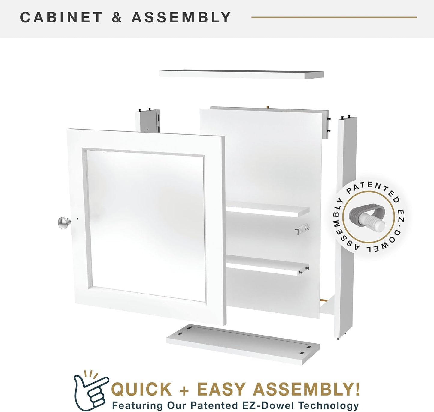 MCS 23x16 White Medicine Cabinet Organizer, Wall Mounted Bathroom Cabinet for Over-The-Toilet Storage, Bathroom Furniture & Restroom Organizer