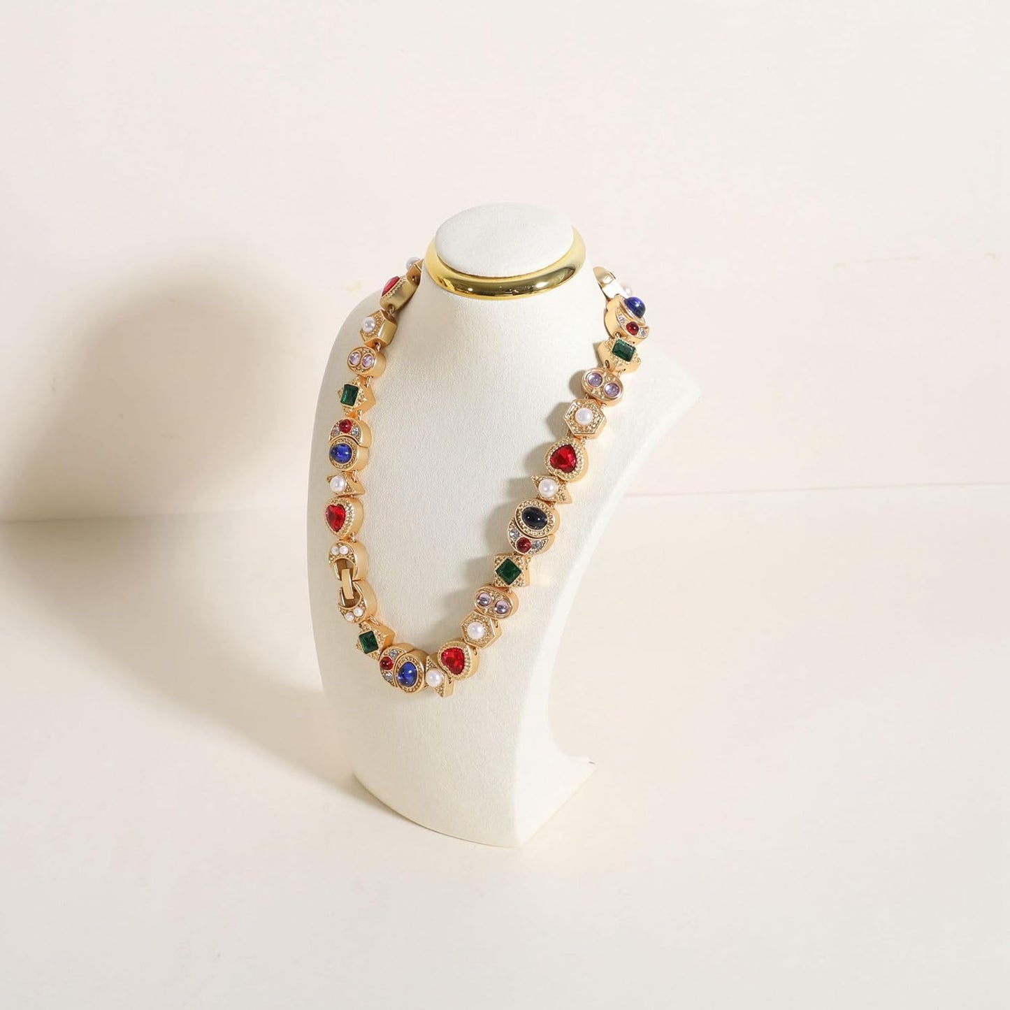 velvet necklace display stand, necklace display holder for selling, bust jewelry display, necklace mannequin display stand【Cream-Small】