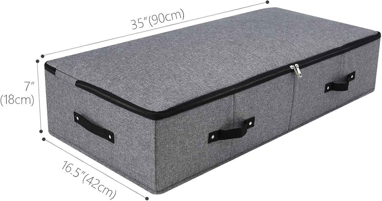 AMJ Extra Length Under Bed Storage Organization Containers for Shoes, Clothing, Bedding, 35.5 x 16.5 x 7“, Black Gray