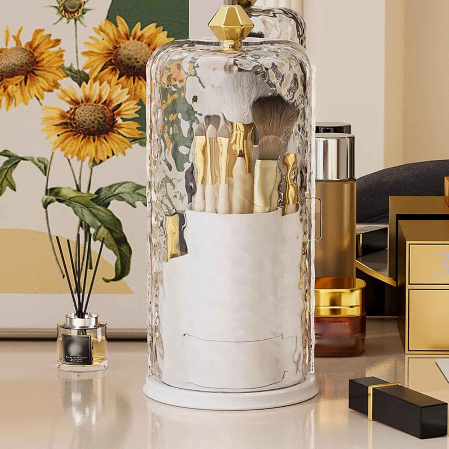 Rotating Makeup Organizer, 360-Degree Clear Cosmetic Case With Adjustable Shelves, Large Capacity For Bathroom Countertop & Vanity