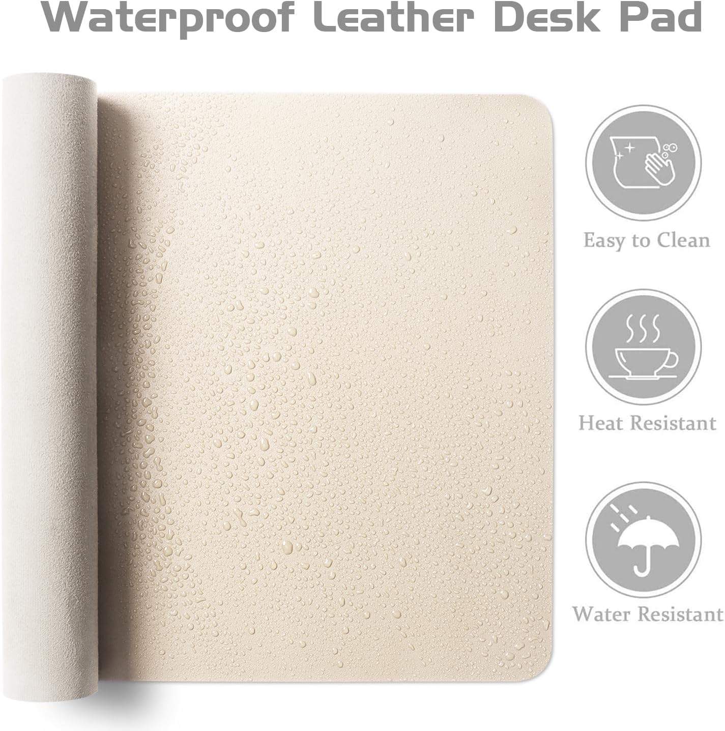 Aothia Leather Desk Pad Protector, Office Desk Mat, Large Mouse Pad, Laptop Desk Pad, Non-Slip PU Leather Desk Blotter, Waterproof Desk Writing Pad for Office and Home (Beige, 55" x 17")