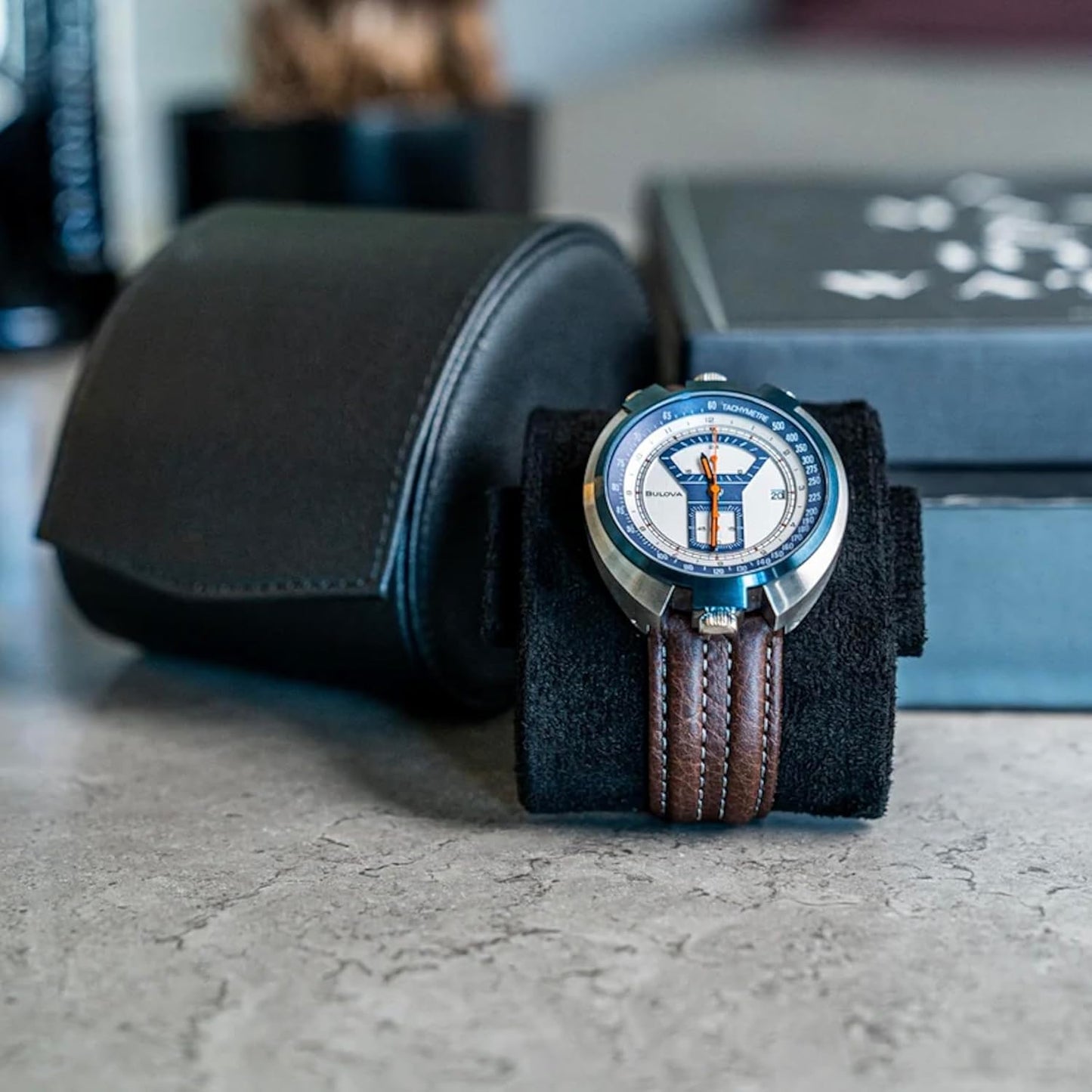 DailyWatch | Personalized Watch Roll Travel Case For 1 Watches - Handmade Genuine Leather Travel Case With Custom Engraving of Name or Initials - All Black