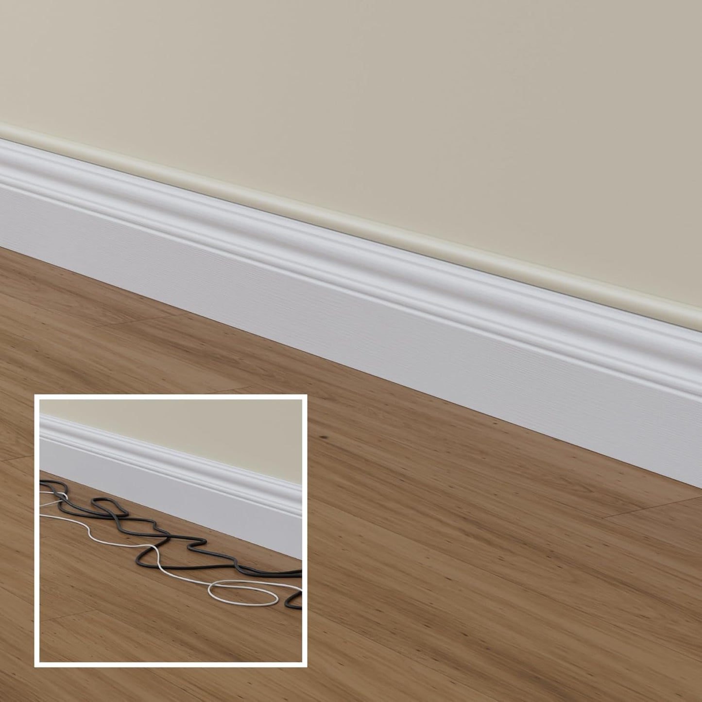 D-Line 13.12ft Cord Hider Kit, Patented Cable Cover, Hide Wires on Wall, Channel for TV Mount Cords, Raceway Wire Hiders, Paintable, Adhesive, Half Round, 4X 0.78in W x 0.39in H x 39in Lengths, Beige