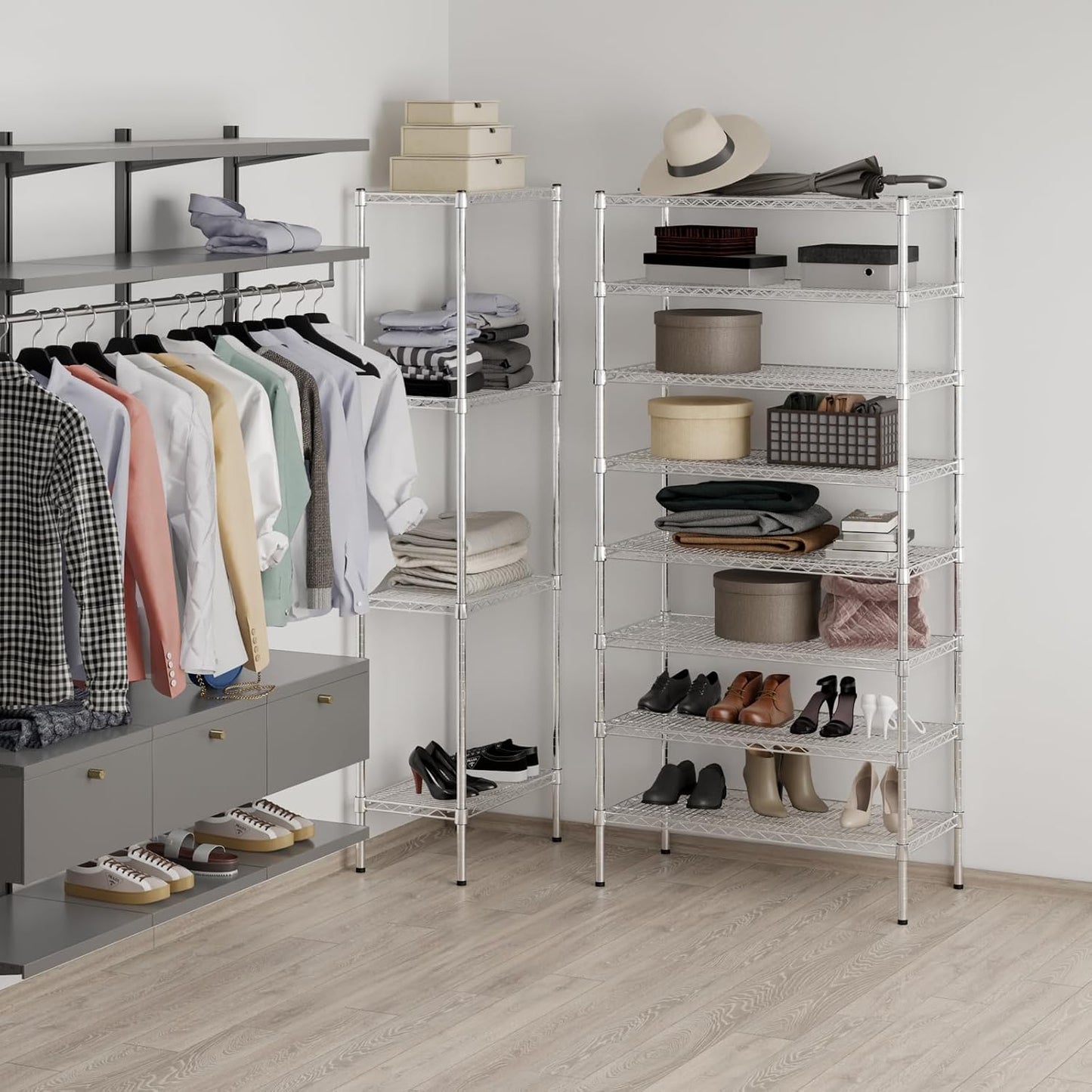 18" Deep x 36" Wide x 74" Height Wire Shelving Kit | 8-Tier | NSF Commercial Storage Rack Unit