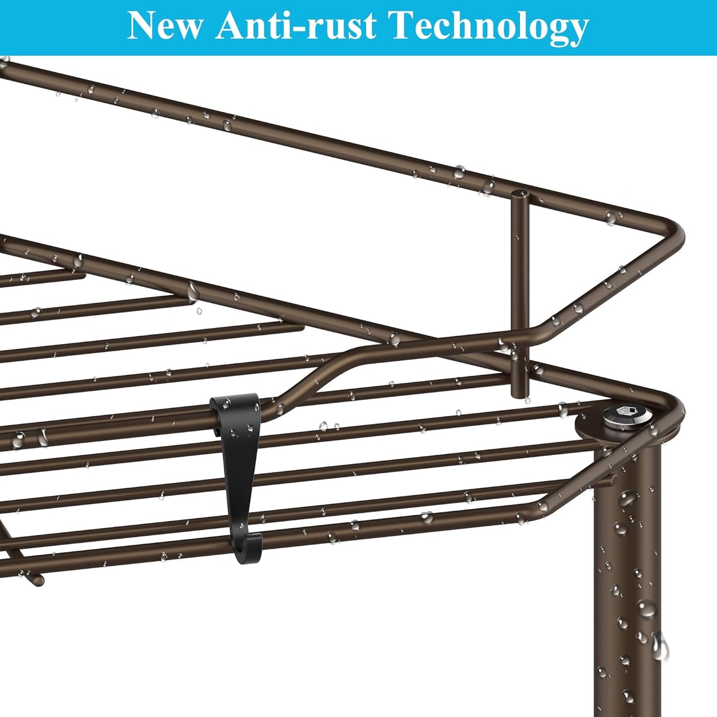 4 Tier Floor Standing Corner Shower Caddy Organizer Shelf with Hooks, Bathroom Shelves Stand Rack, Bronze