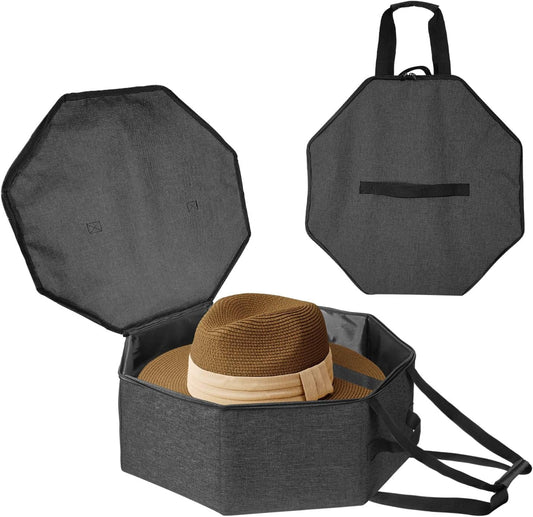 Boczif Hat Storage Box for Women and Men, Hat Storage bag for Travel Collapsible, Cowboy Hat Case with Handle, Hat Organizer Container Large Cap Bag for Carry (Dark Grey)