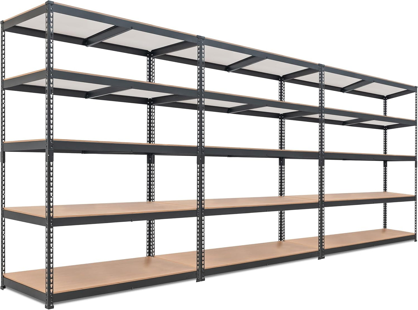 HOMEDANT 5 Tier Storage Shelves Adjustable Laminated Boltless Garage Metal Shelving Unit Heavy Duty Utility Rack Shelf Warehouse Pantry Closet Kitchen (3, (XL Deep) 48.1" W, Black)