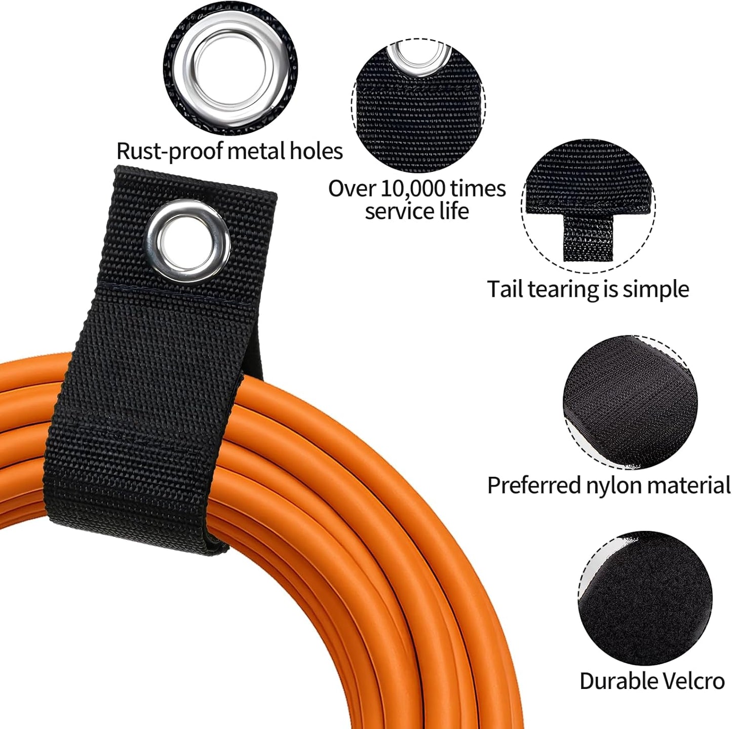 Heavy-Duty Extension Cord Holder 5-Pack, Three Sizes, Durable Nylon Cable Organizer Straps for Hanging Cables，Cords, Hoses, Ropes，Tools and Outdoor Organization