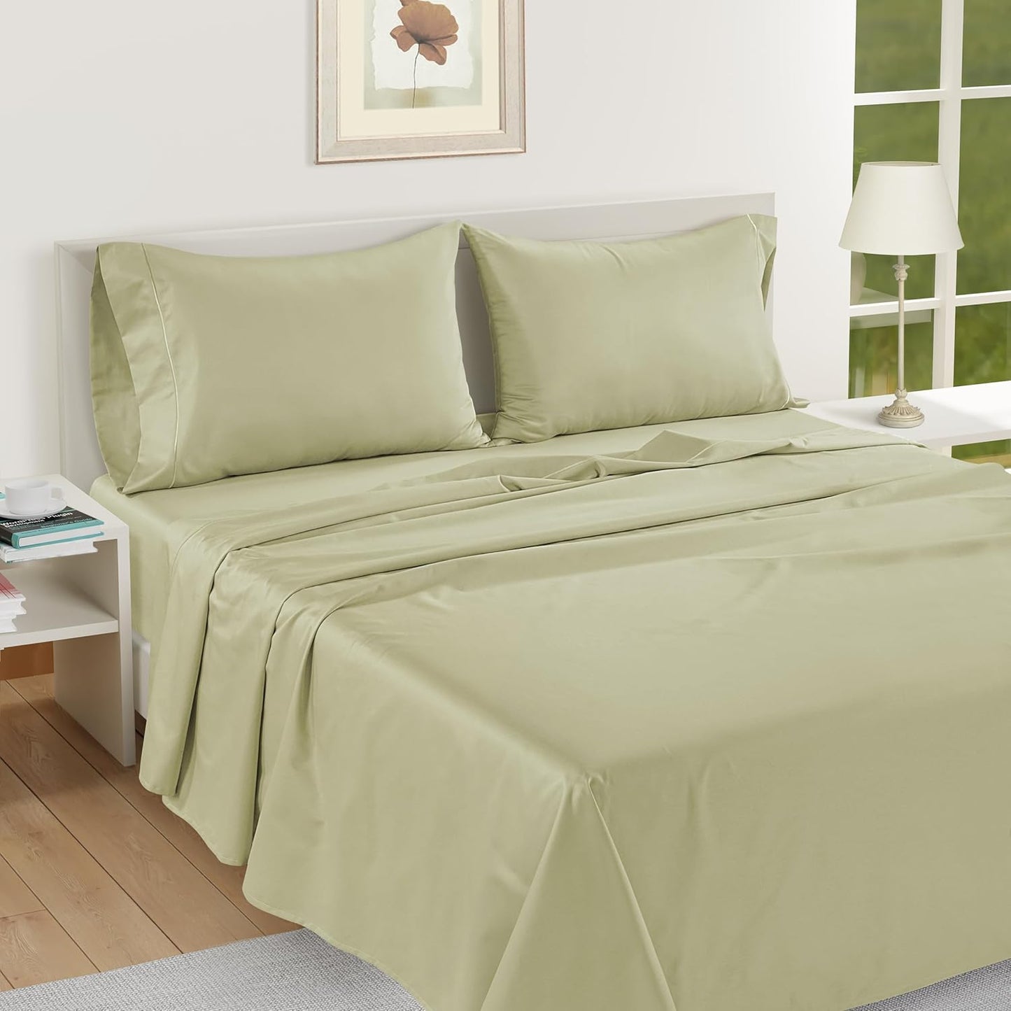 Pillow Case Covers King, Set of 2, 100% Egyptian Cotton Sateen, Soft Cool & Smooth 1000 Thread Count Pillow Cases - Seafoam