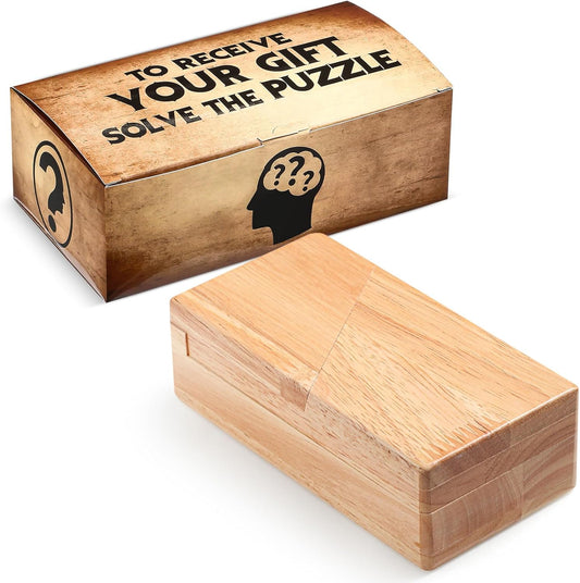 Gejoy Secret Puzzle Box Cash Gift Wooden Puzzle Box for Adults Brain Teaser Wooden with Hidden Compartments for Christmas Cash Gift(Brown,14.5 x 7.5 x 4.5 cm,Classical)