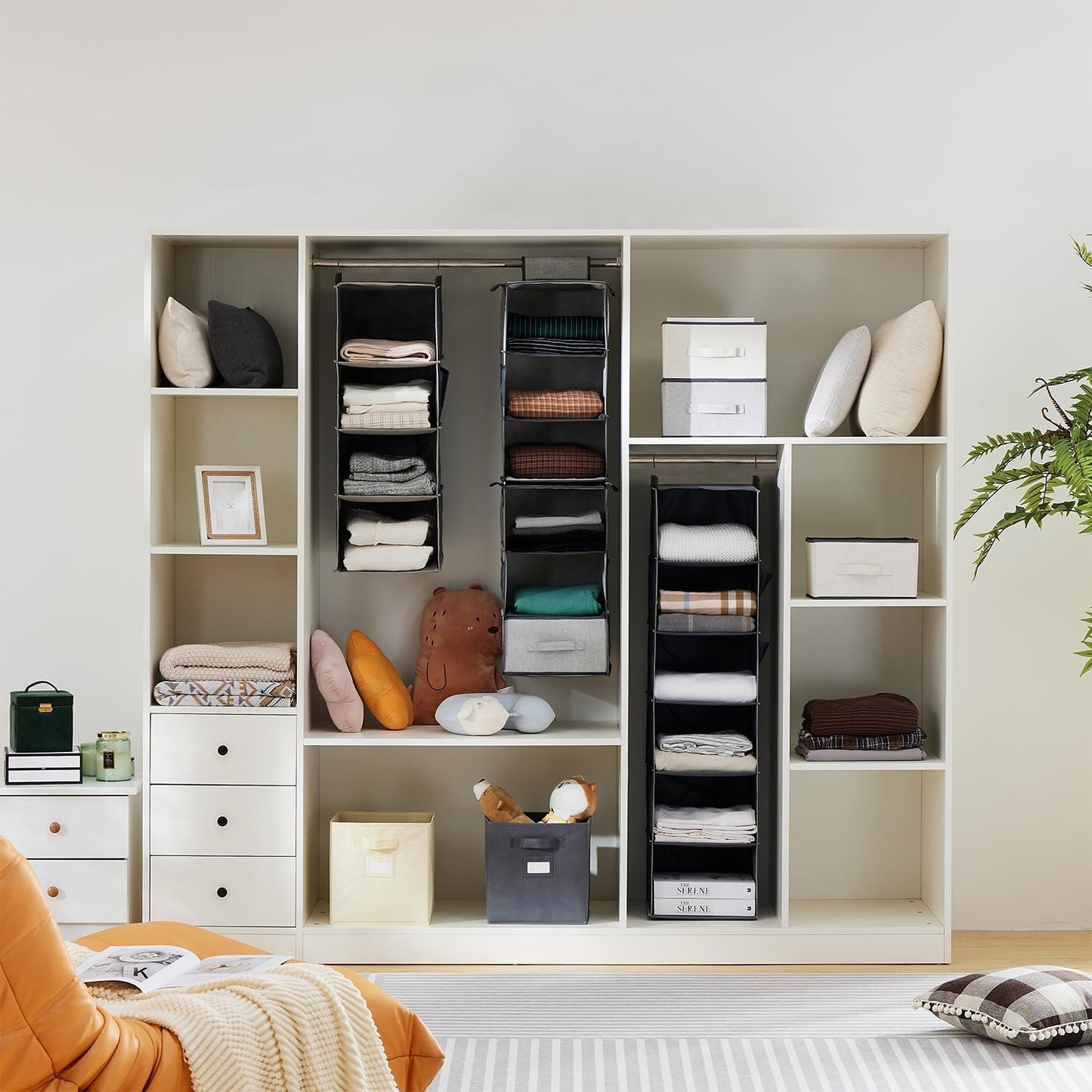 YOUDENOVA Hanging Closet Organizer, 5-Shelf Closet Hanging Storage Shelves, Black
