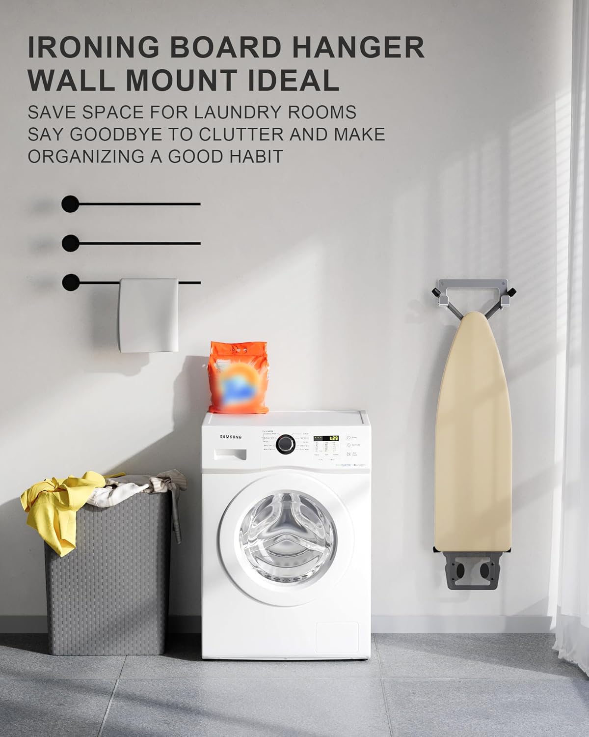 Ironing Board Hanger Wall Mount Stainless Steel, Y T Leg Ironing Board Holder Wall Mount for Laundry Room, Iron Board Hooks for Wall Heavy Duty Silver