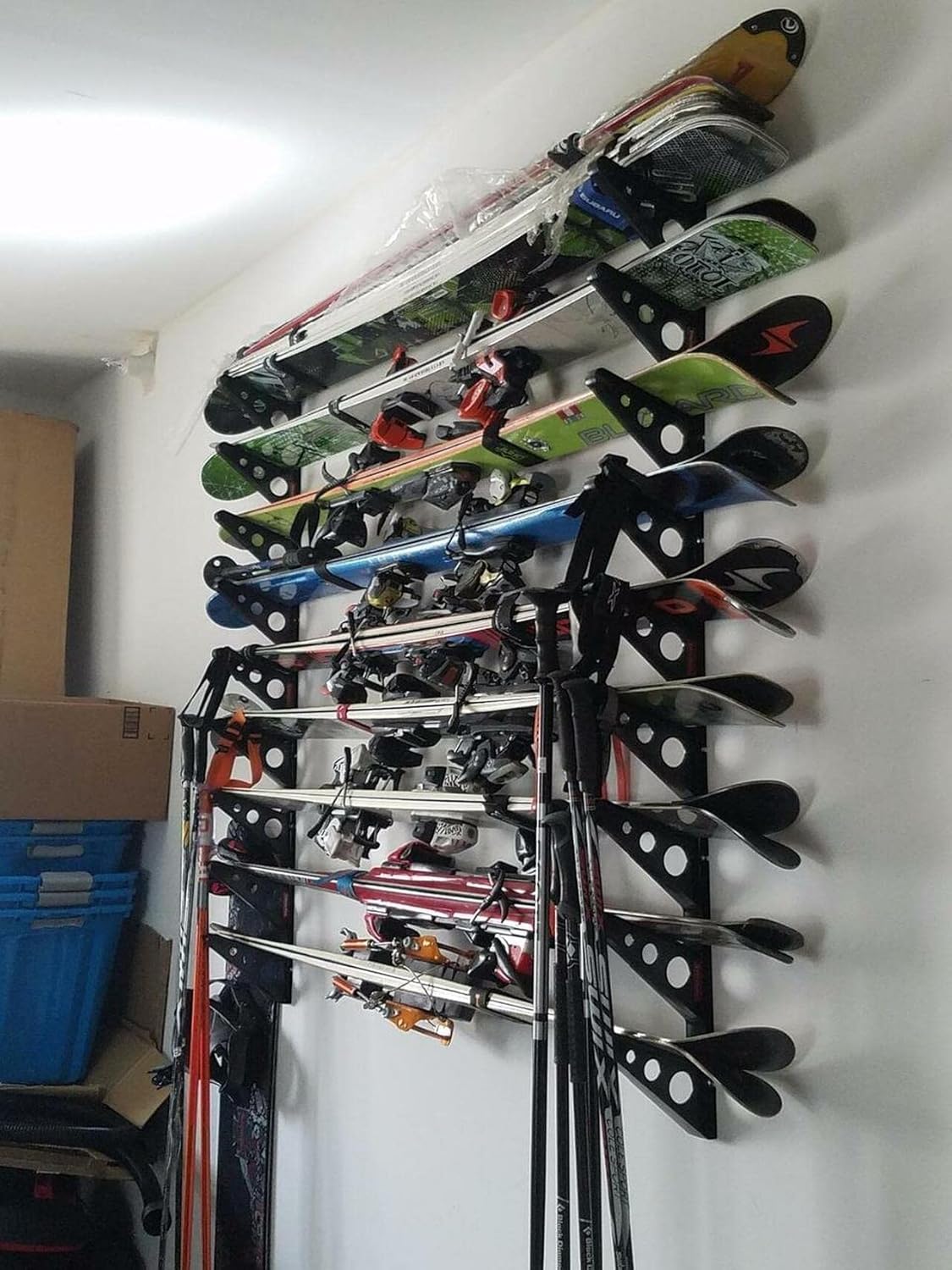 StoreYourBoard Ski Wall Rack – Horizontal Ski Rack Wall Mount, Holds 3 Pairs of Skis and Poles, Ski and Snowboard Wall Rack for Garage or Home, Holds Up to 40 lbs