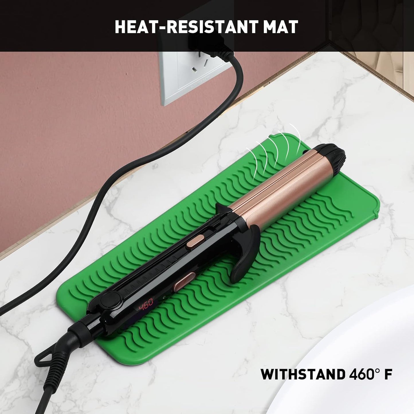 ZAXOP 2 Pack Heat Resistant Silicone Mat Pouch for Flat Iron, Curling Iron,Hair Straightener,Hair Curling Wands,Hot Hair Tools (Green & RED)