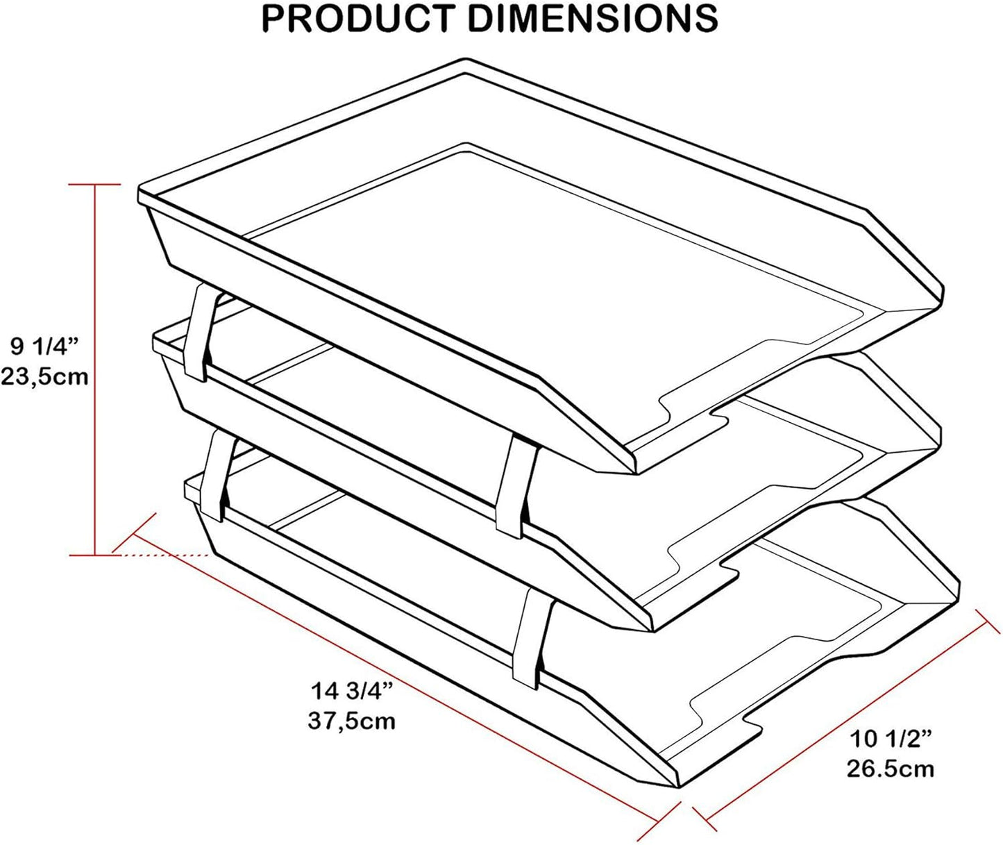 Acrimet Facility 3 Tier Letter Tray, Front Load, Letter Size/A4, Desktop File Organizer, Plastic (Clear Crystal Color)