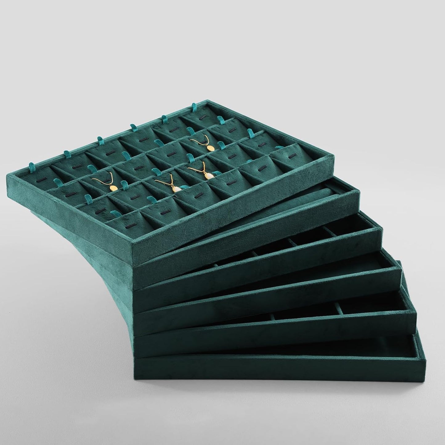 Necklace Storage Tray, Velvet Bracelet Display, Premium Jewelry Organizers,Luxury Bracelet Organizer,Green Necklace Display