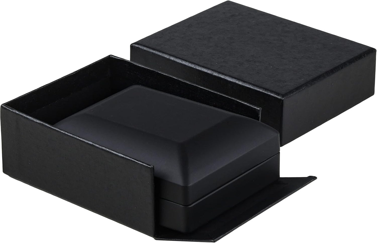 Allure - Luxury Pendant Box With LED Light, Square Shaped Elegant Diamond Pendant Case, For Unique Proposal, Engagement Or Wedding, Small, Black Velvet Interior Jewelry Display Gift Box.