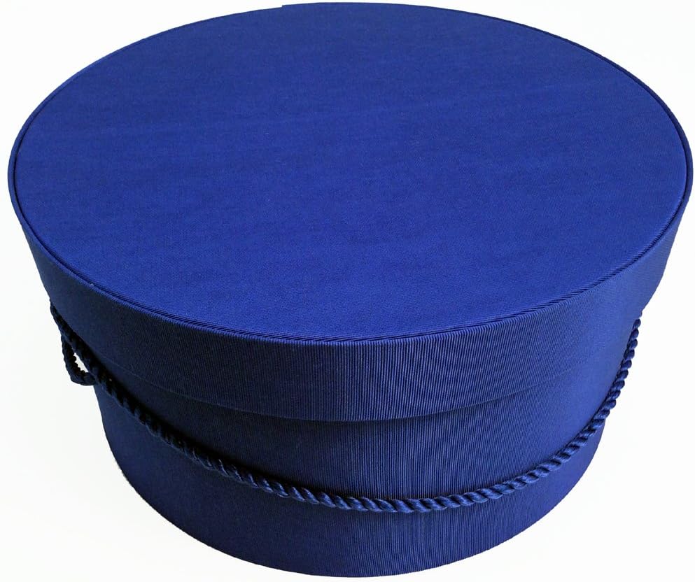 Sarah's Hat Boxes Classic Royal Hat Box – 21.5" x 11.5" (Dia. x Ht.) Handmade in USA – Odorless Non-Toxic Adhesive, Cording Handle – Premium Storage for Hats & Accessories